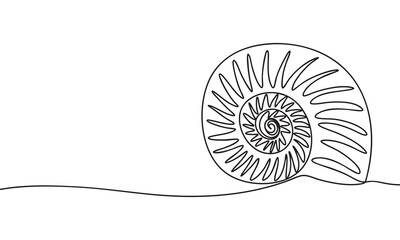 Obraz premium Nautilus Shell Continuous Line Drawing