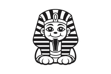 Cartoon Sphinx Character. Egyptian Mythological Creature. on White Background