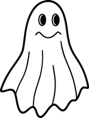 Strange and Simple Ghost Art Black and White Minimal Sketch Line Illustration