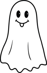 Strange and Simple Ghost Art Black and White Minimal Sketch Line Illustration