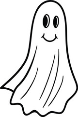 Strange and Simple Ghost Art Black and White Minimal Sketch Line Illustration