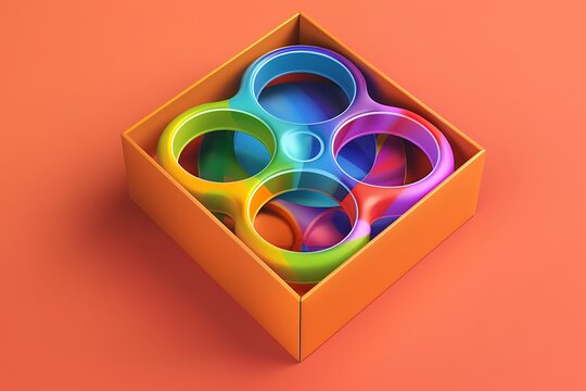 
Collection of colorful rainbow silicone pop it fidget toys in gift boxes