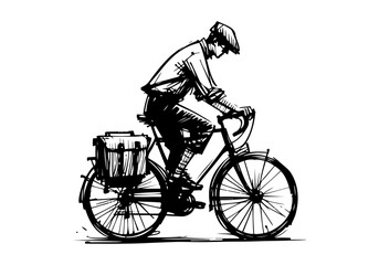 Naklejka premium Vintage bicycle hand drawn vector illustration