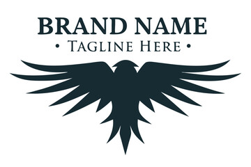 Abstract Dark Blue Bird Silhouette Logo on a White Background