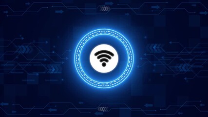 animated Wi-Fi internet network icon on black background. 5g wifi signal, network hotspot, device connection. Wi-Fi network icon concept. Wi-Fi network connection symbol for app, ui and website. wi-fi - Powered by Adobe