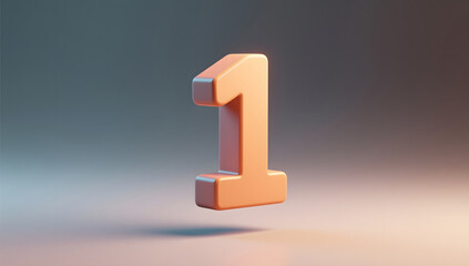 3d number 1, 3D rendering, anniversary birthday party celebration countdown concept illustration