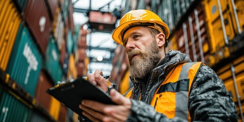 Photo of a male worker checking stock in a warehouse