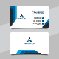 Blue modern creative business card and name card horizontal simple clean template vector design