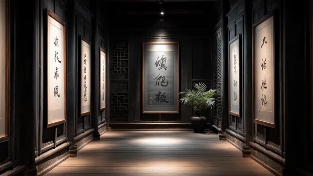Antique Chinese Architecture Calligraphy Art Gallery