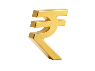 Golden indian rupee symbol currency sign isolated on transparent background