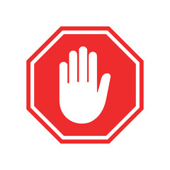 Stop hand red icon transparent background