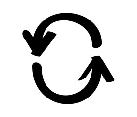 循環している円形の黒い矢印アイコン