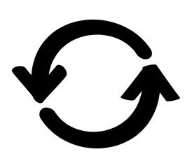 循環している円形の黒い矢印アイコン