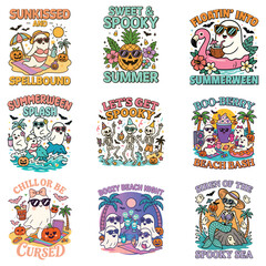 Obraz premium bundle of Haunted Tropical T-shirt Vector, Retro Gothic Halloween ClipArt, Summerween Sublimation, Ghost Halloween Beach Shirt, Spooky Halloween Summer Quote Shirt
