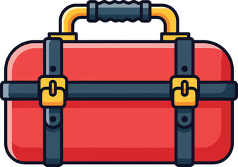Red Toolbox with Yellow Handle Vector