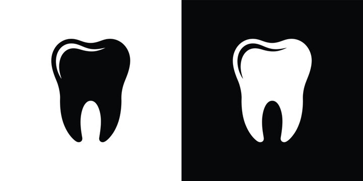 Tooth Icon Isolated on Contrasting Backgrounds, Dental Silhouette, Clean Design
