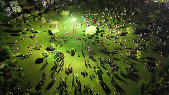 Aerial view of lots of people showing the population in india