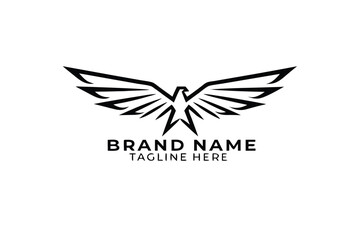 Detailed Wings with Star in Black on White Background Design Element