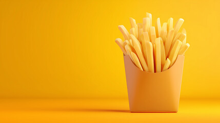 Fast Food Fries, golden french fries in paper box