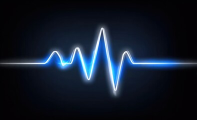 A dynamic blue heartbeat waveform illustration on a dark background, symbolizing health and vitality. Perfect for medical, fitness, and technology related themes.