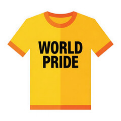 Yellow t shirt with world pride text isolated on transparent background