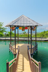 Pavilion among scenic pond at Chua Da Bao, Nha Trang