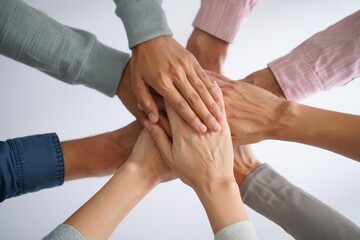 Teamwork hands together collaboration unity support partnership success achievement goal target