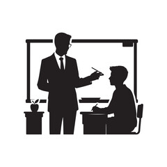 teachers in class vector silhouette clip art logo design illustration. teacher's day icon collections.