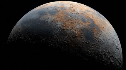 Detailed close-up view of a planetary surface.