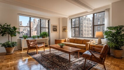 Sunny city apartment living room