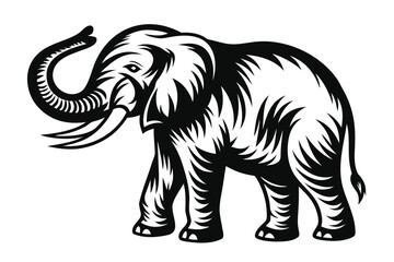 Cartoon Elephant Character Wearing Glasses Posing in Black and White Design