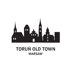 Fototapeta premium Toruń Old Town Skyline Silhouette Vector