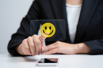 Customer satisfaction survey online feedback form rating scale happy face experience review