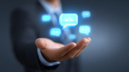 Businessman interacting with AI technology