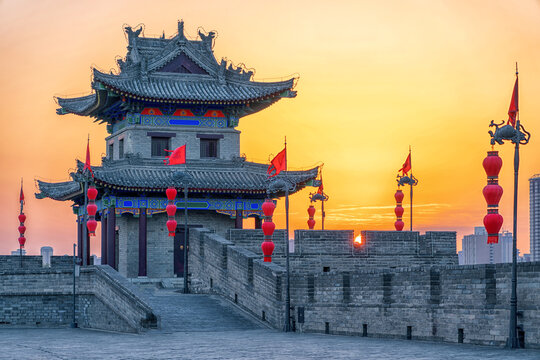 Corner towers on the city wall of Xi'an, China