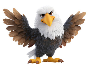 Cartoon eagle with spread wings isolated on transparent background © NaimulHassan