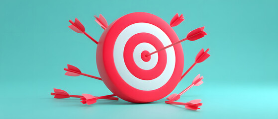 Arrows scattered around target symbolizing low accuracy