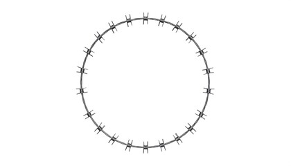 Circular barbed wire frame on white background