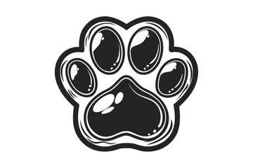 Detailed Black Animal Paw Print Isolated On White Background