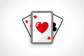 Three playing cards with a heart and diamond suit displayed