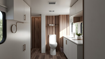 Fototapeta premium Bathroom interior White toilet interior design Luxurious bathroom background