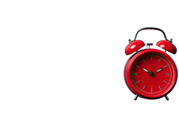 Red alarm clock against black background (3)