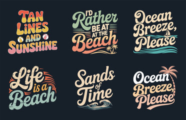 Fototapeta premium Summer T-Shirt Design Vector Bundle, Summer Beach Clipart Set