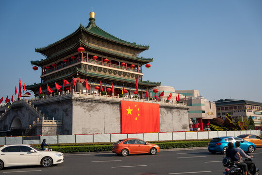 Scenery of the Ming Dynasty Bell Tower in Xi'an, China