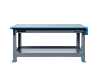 Industrial workbench, steel, sturdy, two-tiered