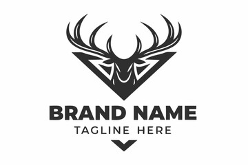 Deer Antlers Geometric Logo Icon On White Background