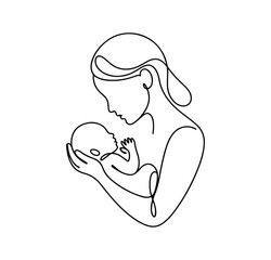 Fototapeta premium Pregnant Woman with Visible Baby – Symbolic One Line Art of Motherhood