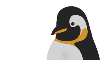 Isolated Penguin Headshot with Smooth Black and White Plumage Featuring Sleek Orange Accents on a Plain Background