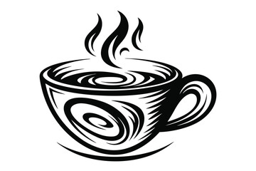 Coffee Cup with Floral Design Isolated on White Background