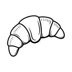 Croissant Pastry with Bold Outline on White Background